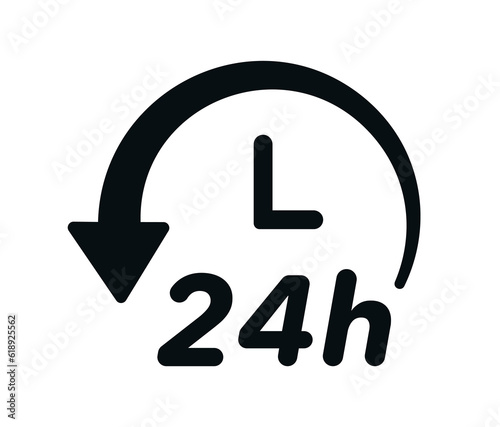 24 7 icon. The 24 hour service is open 24 hours a day, 7 days a week. Simple illustration of 24-7 elements, can be used in logo, ui and web design. 24-7 service concept. Vector illustration.
