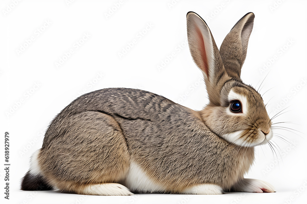Obraz premium Beautiful hare on a white background.