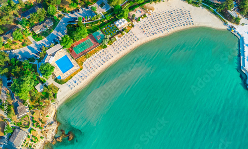 Beautiful beach, turquoise water. Makryammos Beach, Thassos, Greece © oleg_p_100