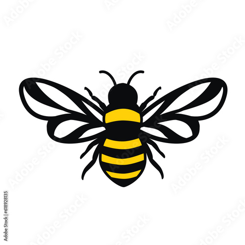 Tela Honey bee Vector Illustration. Bee on white background.
