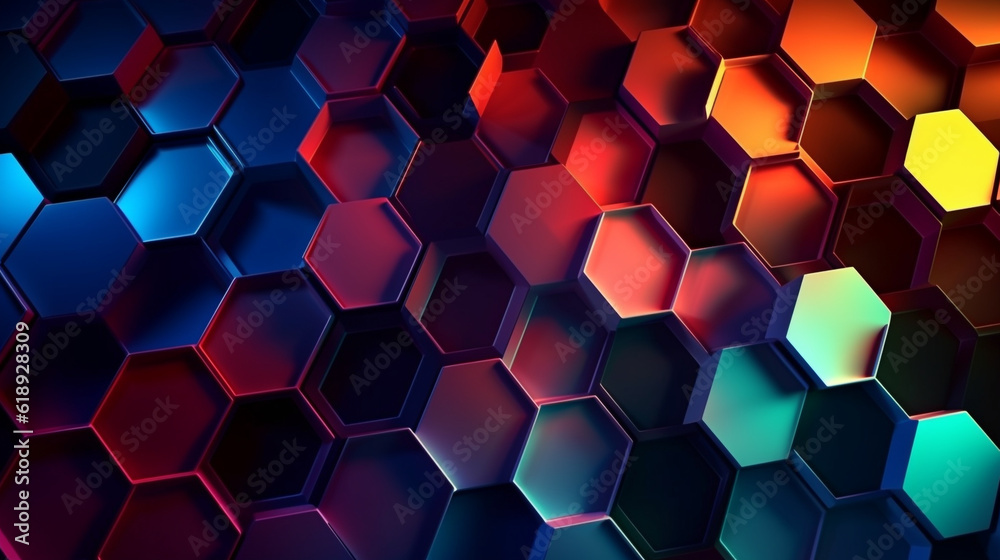 Abstract background with hexagons made with AI generative technology Abstract background with hexagons made with AI generative technology