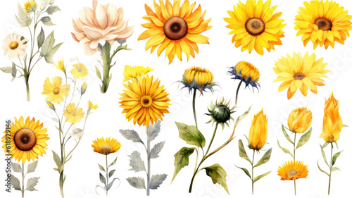 a collection of grunge oil painted daisies isolated on a transparent background, generative ai