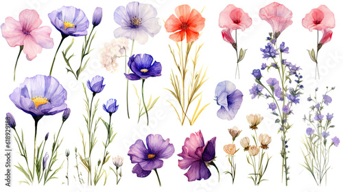 a collection of grunge oil painted spring flowers isolated on a transparent background, generative ai © Perfect PNG