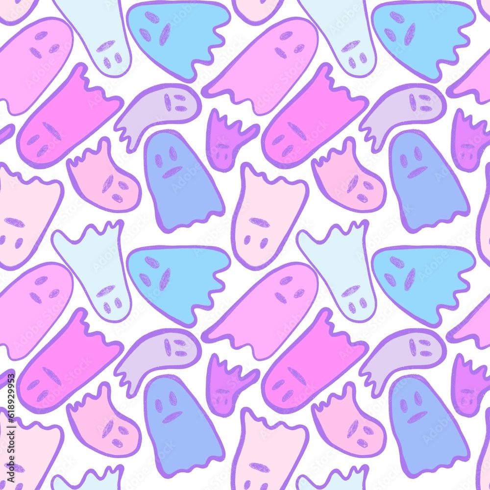 Halloween ghost seamless cartoon pattern for wrapping paper and fabrics and linens and kids clothes print Halloween ghost seamless cartoon pattern for wrapping paper and fabrics and linens and kids clothes print