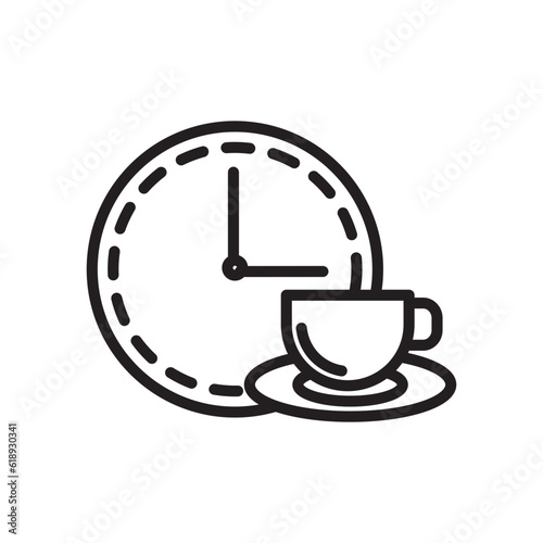 Break time icon set with coffee cup. Tea time vector symbol.