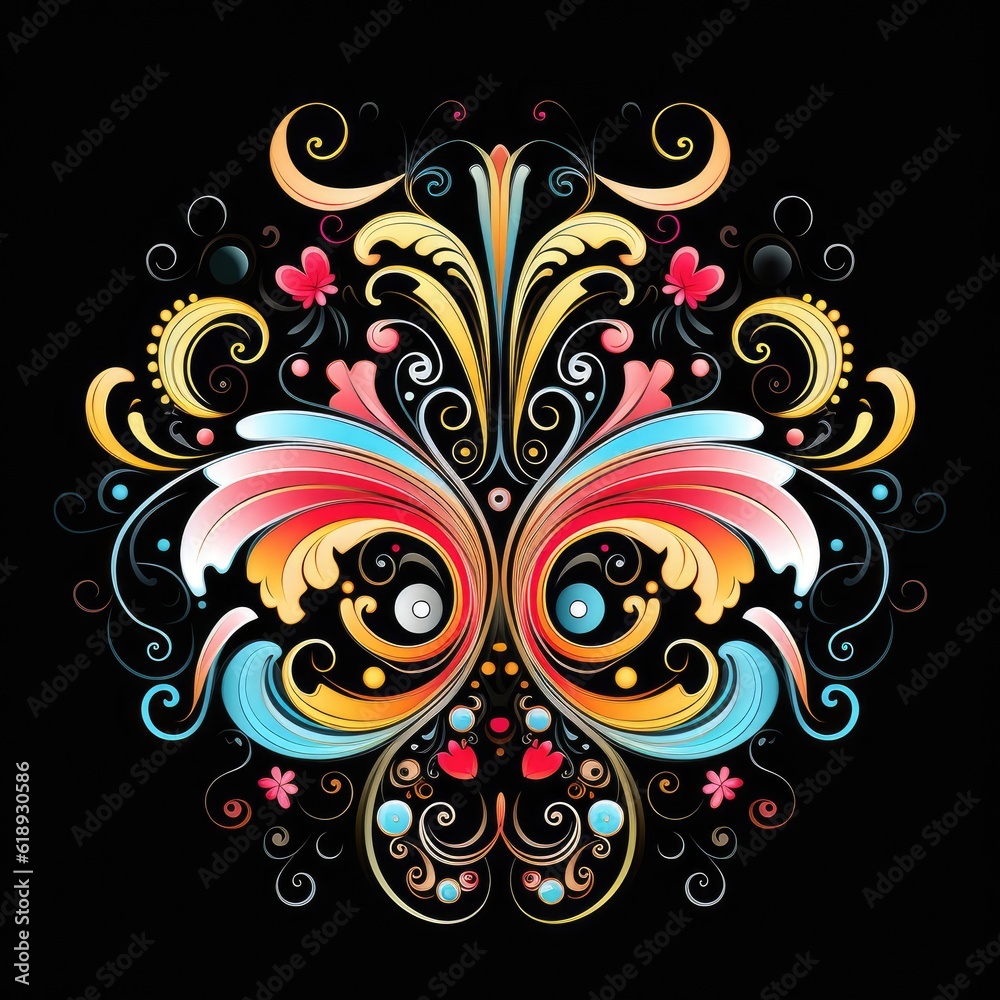 design vector illustration isolated on black floral background with butterflies design vector illustration isolated on black floral background with butterflies