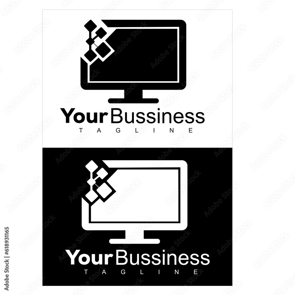 Tech Computer Logo Template: High-Quality Vector Design Tech Computer Logo Template: High-Quality Vector Design
