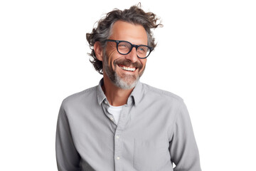 Smiling older man portrait. Illustration AI Generative.