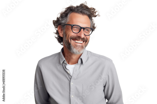 Smiling older man portrait. Illustration AI Generative. © ArtCookStudio