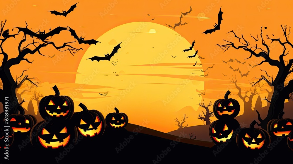 halloween background with pumpkin and bats halloween background with pumpkin and bats
