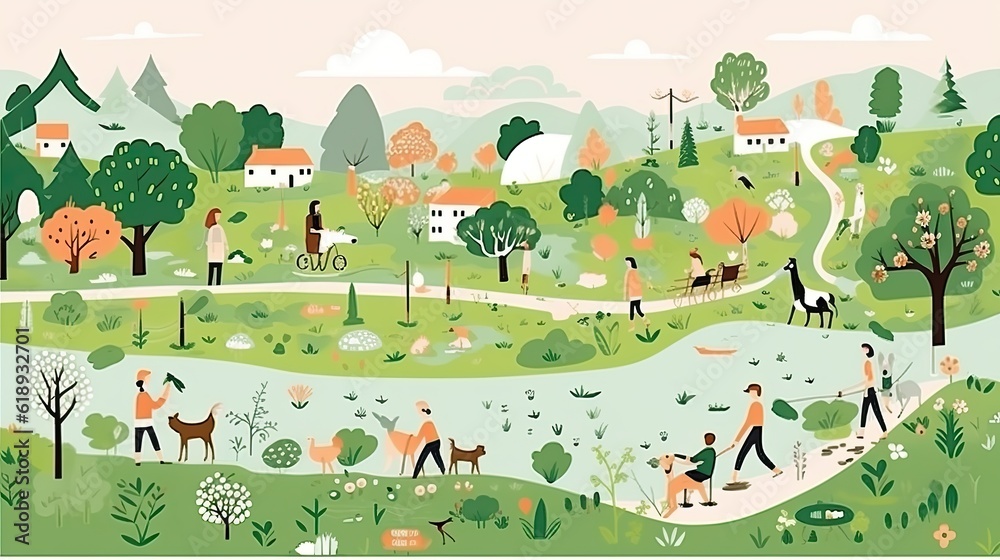 Nature and landscape. Vector illustration of trees landscape with trees ...