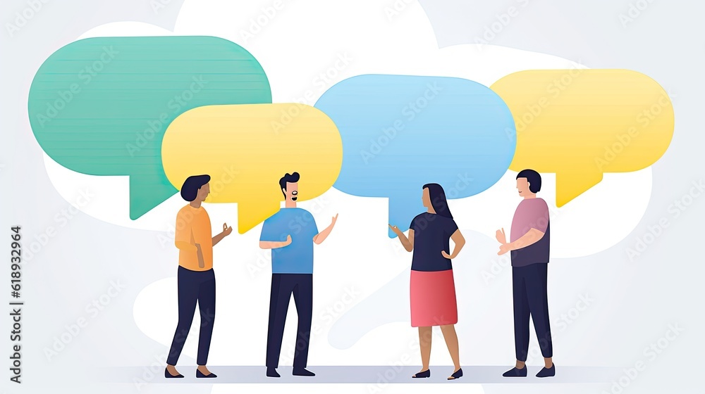 People who come up with ideas through steps business people on abstract background business people with bubbles
