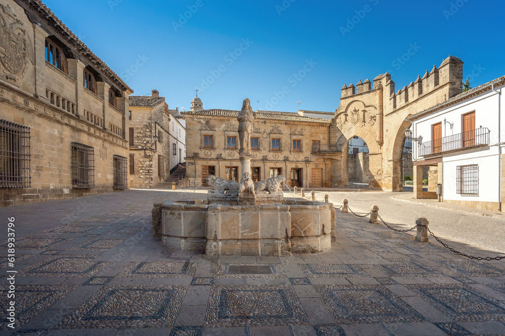 Plaza del Populo Square and Leones Fountain - Baeza, Jaen, Spain