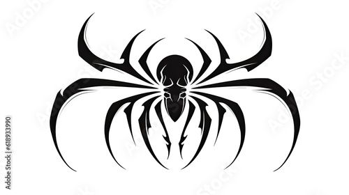 black and white tattoo of a spider