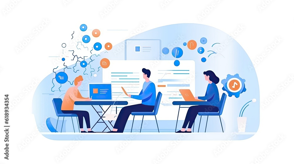 illustration of people working in office Website design or redesign banner landing page advertivertising cms