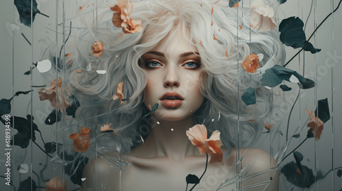Aesthetic Woman: Captivating Studio Portrait of a Sensual, Silver-Haired Beauty - Generative AI, Generative KI