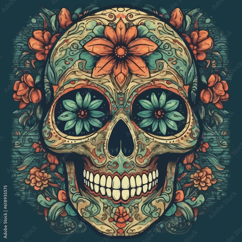 colorful day of the dead skull altar concept background. AI Generated colorful day of the dead skull altar concept background. AI Generated