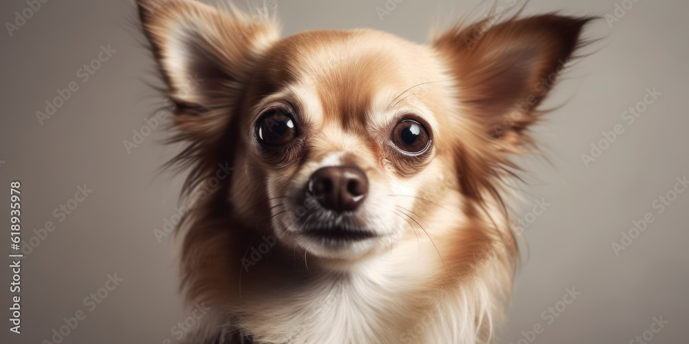Adorable dog in studio portrait against a soft-colored backdrop. AI Generated