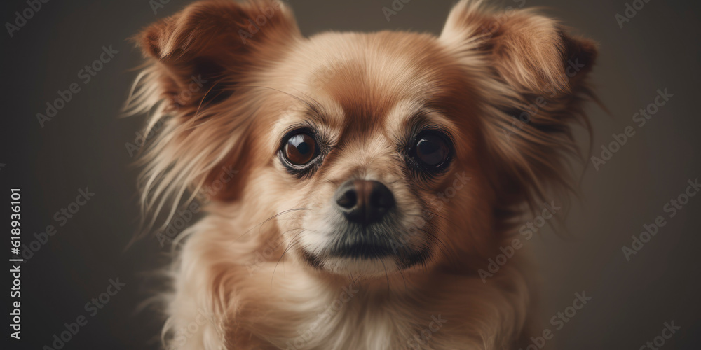 Adorable dog in studio portrait against a soft-colored backdrop. AI Generated Adorable dog in studio portrait against a soft-colored backdrop. AI Generated