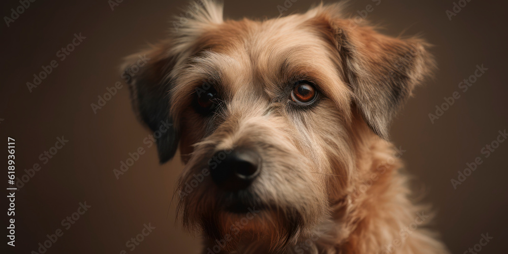 Captivating studio portrait: Cute dog against a soft-colored backdrop. AI Generated