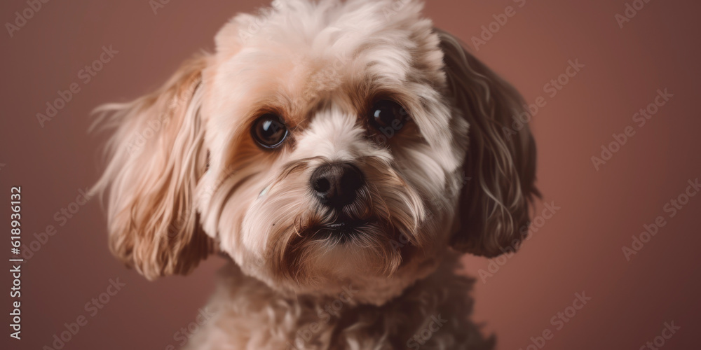 Captivating studio portrait: Cute dog against a soft-colored backdrop. AI Generated Captivating studio portrait: Cute dog against a soft-colored backdrop. AI Generated