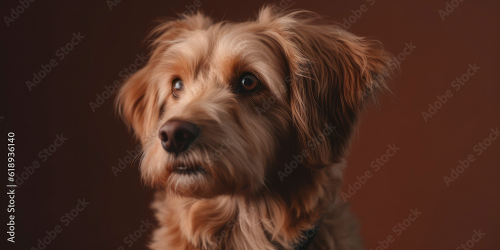 Captivating studio portrait: Cute dog against a soft-colored backdrop. AI Generated