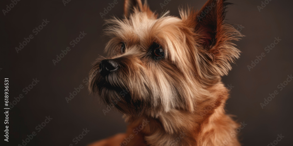 Fototapeta premium Studio portrait: Dog with adorable face in soft-colored background. AI Generated