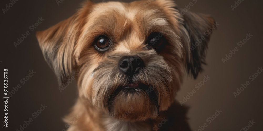 Cute dog in studio portrait against a soft-colored backdrop. AI Generated Cute dog in studio portrait against a soft-colored backdrop. AI Generated