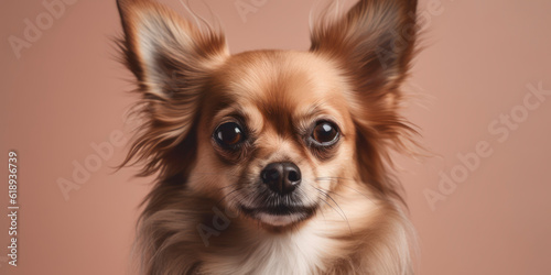 Cute dog in studio portrait against a soft-colored backdrop. AI Generated © Fernando