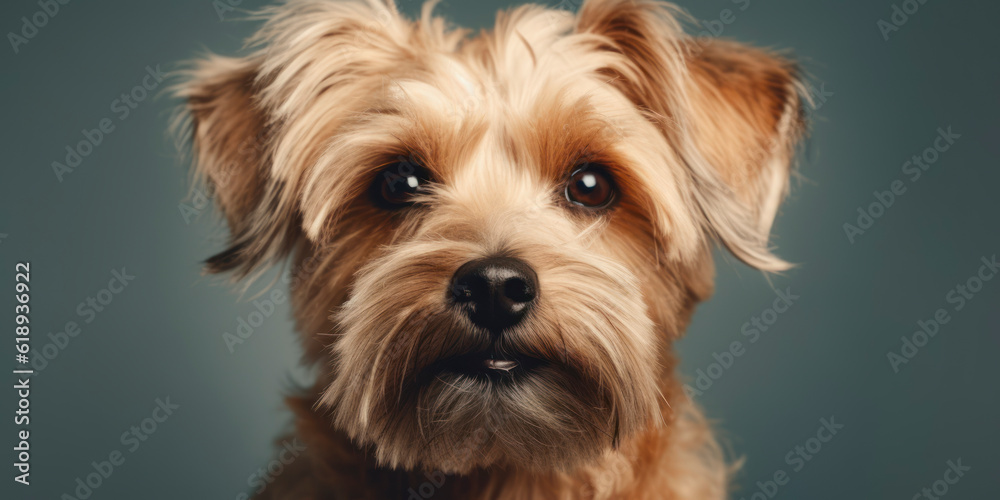 Charming canine in a studio portrait with a soft-colored background. AI Generated