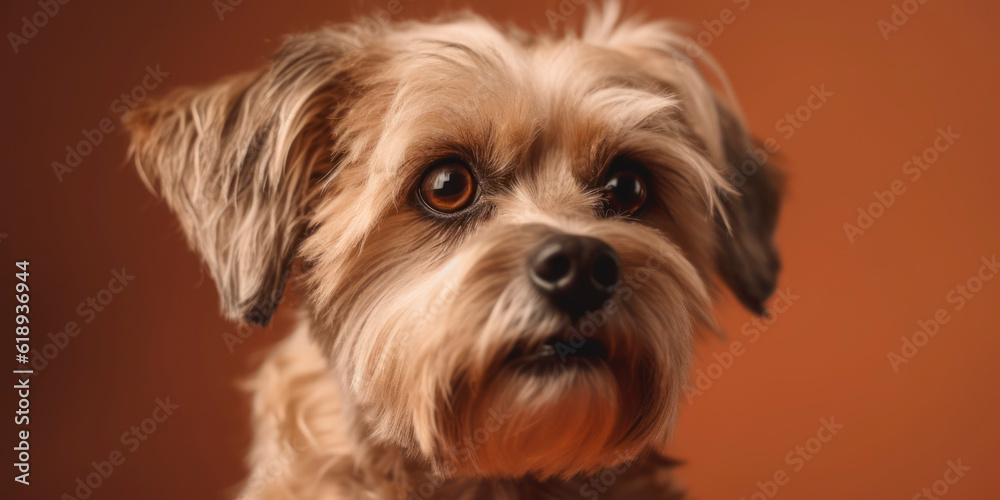 Charming canine in a studio portrait with a soft-colored background. AI Generated
