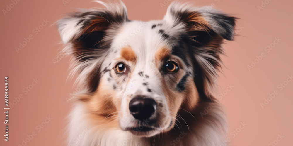 Fototapeta premium Charming canine in a studio portrait with a soft-colored background. AI Generated
