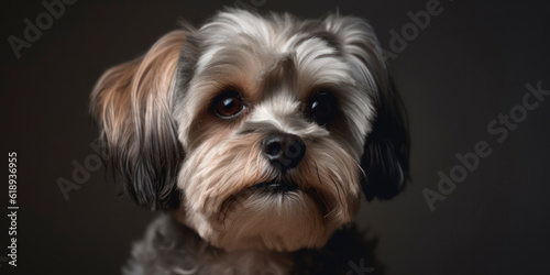 Charming canine in a studio portrait with a soft-colored background. AI Generated