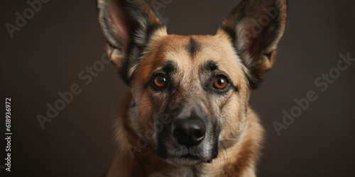 Charming canine in a studio portrait with a soft-colored background. AI Generated © Fernando