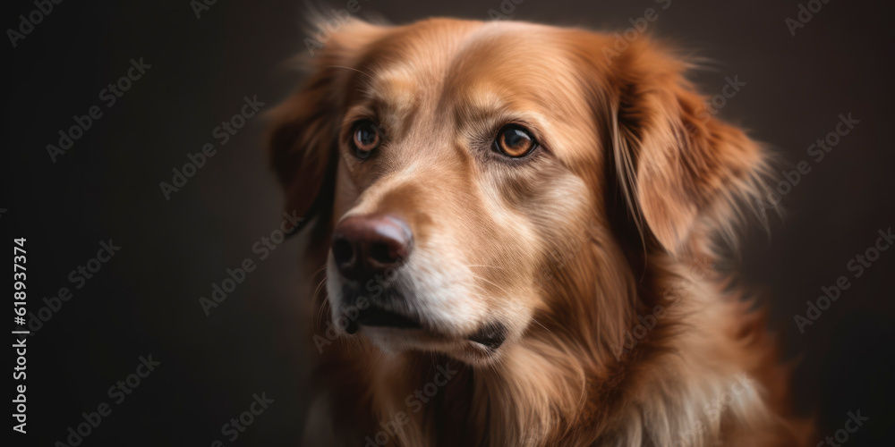 Captivating studio portrait of a dog with an adorable face against a gentle background. AI Generated
