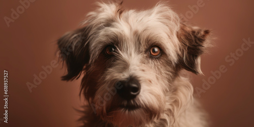 Irresistible canine charm: Studio portrait with a cute face in soft colors. AI Generated