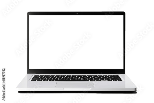 Laptop with blank screen isolate on transparent background