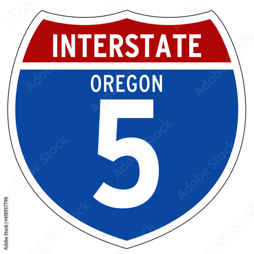 Oregon Interstate 5 Sign, I-5, Isolated Road Sign vector, Oregon, US Interstate Highway Sign
