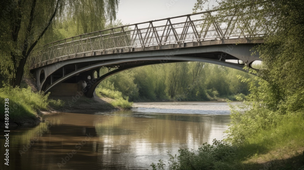 A bridge spanning a river. Generative AI A bridge spanning a river. Generative AI