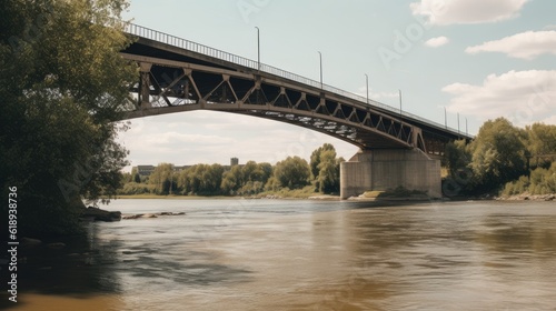 A bridge spanning a river. Generative AI © Artyom