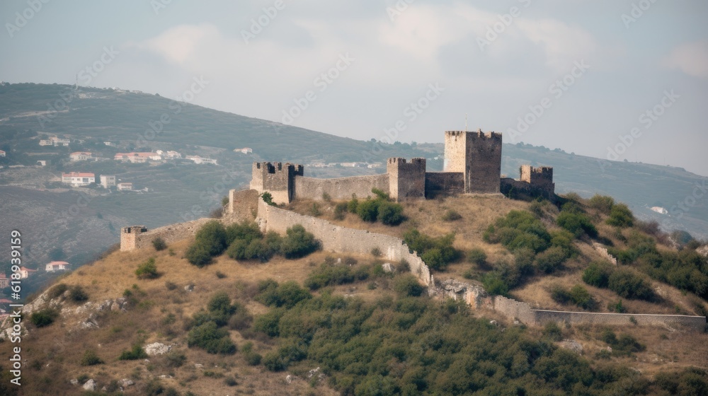 A fortress on a hilltop. Generative AI