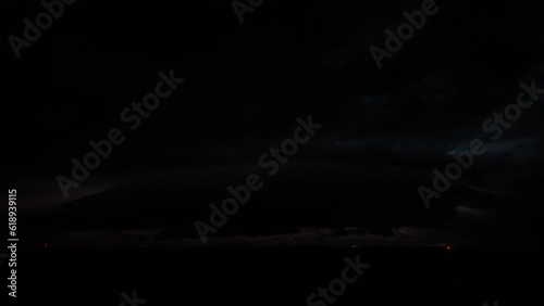 Beautiful Supercell with Intense Lightning Activity at Night Time Lapse