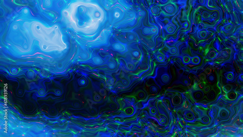 Wet organic paint dark blue background. Abstract marbling texture