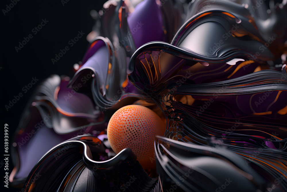 Obraz premium 3D surreal illustration. sacred geometry. Mysterious psychedelic relaxation pattern. fractal abstract texture. Digital artwork graphic astrology magic