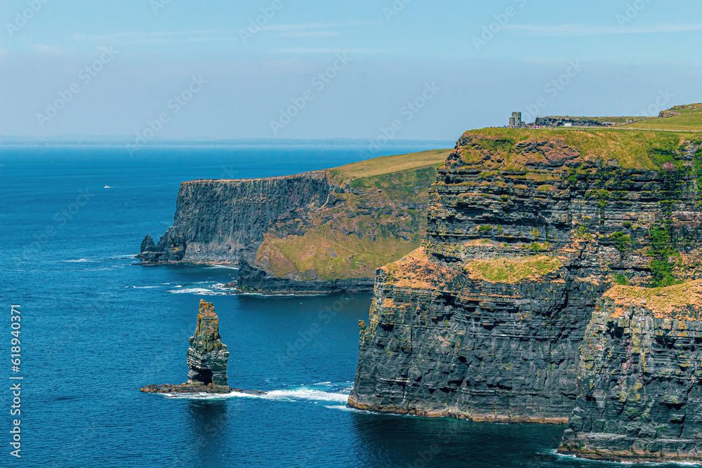 Cliffs of Moher in Ireland next to an open ocean