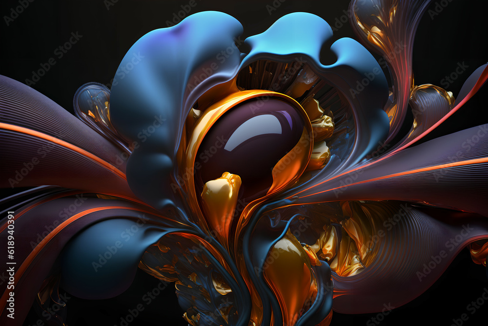 Obraz premium 3d illustration of abstract geometric composition,digital art works. computer generated graphics.