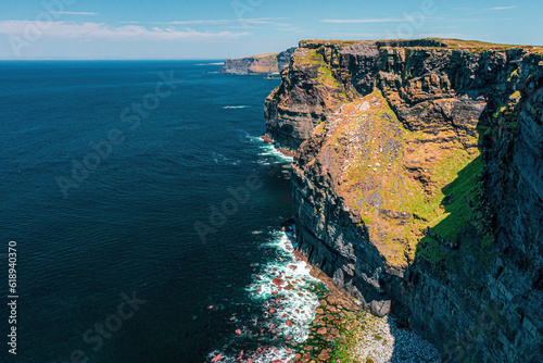 Cliffs of Moher in Ireland next to an open ocean