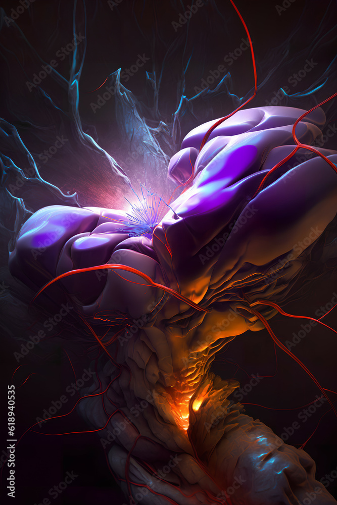 Obraz premium 3d illustration of abstract geometric composition, digital fractal art works.