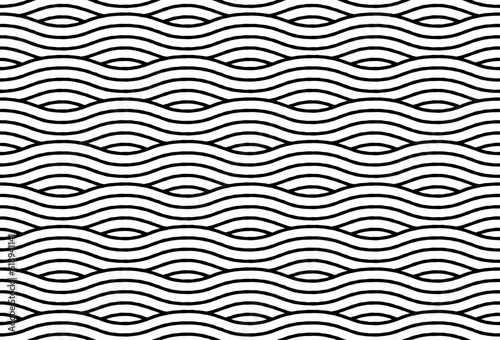 Seamless black and white wave pattern