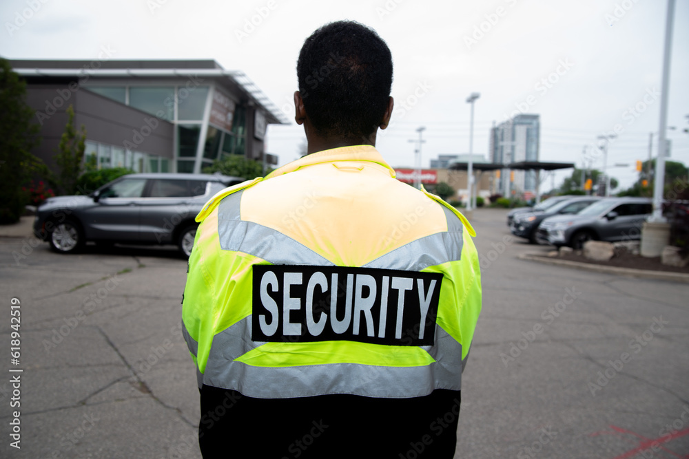 Parking security watching over parking area Parking security watching over parking area